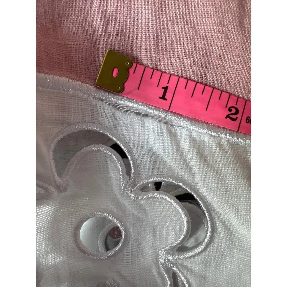Staud Margaux Skirt Linen Floral Eyelet Embroidered Mini A-Line Pink White 10
